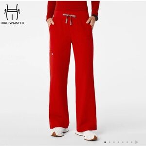 Figs High Waisted Isabel Wide Leg Scrub Pants Xs NWT
Winning red